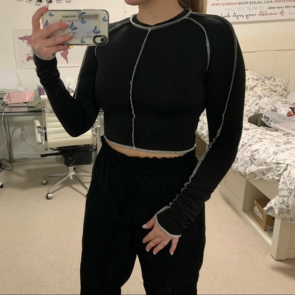 romwe stitched lettuce edge cropped t - Picture 2 of 2